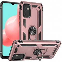 Tech Armor Ring Stand Grip Case with Metal Plate for Samsung Galaxy A02S (Rose Gold)